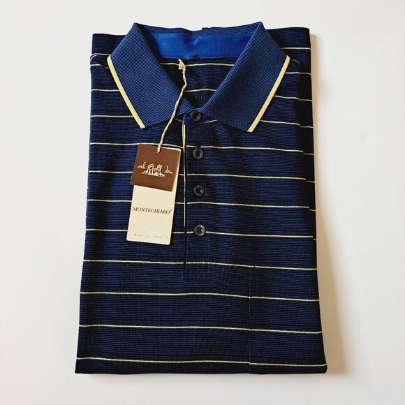 NEW Men's Montechiaro Blue Yellow Polo Shirt Size 50 / M - Picture 13 of 13